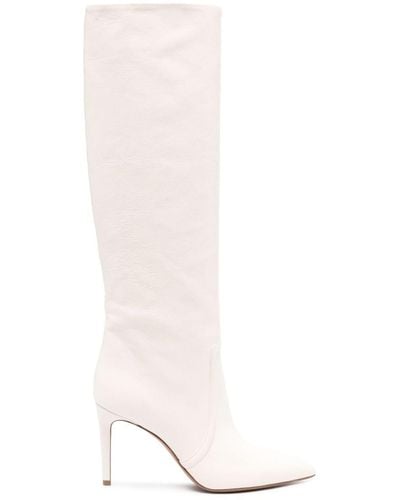 Paris Texas Stiletto 85mm Leather Boots - White