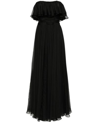 Gemy Maalouf Strapless Ruffled Gown - Black
