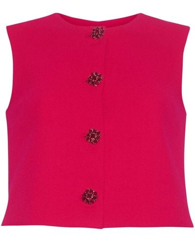 Adam Lippes Remo Crystal-buttons Vest - Pink