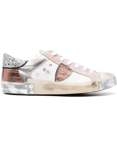 Philippe Model Paris Low Trainers - Glitter Pink And White