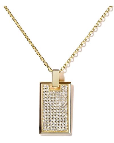 AS29 Collar con colgante TAG rectangular en oro rosa de 18kt con diamantes en pavé - Metálico