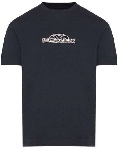 Emporio Armani Logo-print cotton T-shirt - Blau