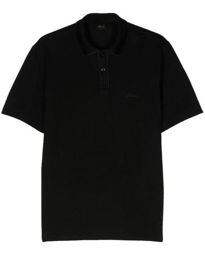 Brioni Logo-embroidered Cotton Polo Shirt - Zwart