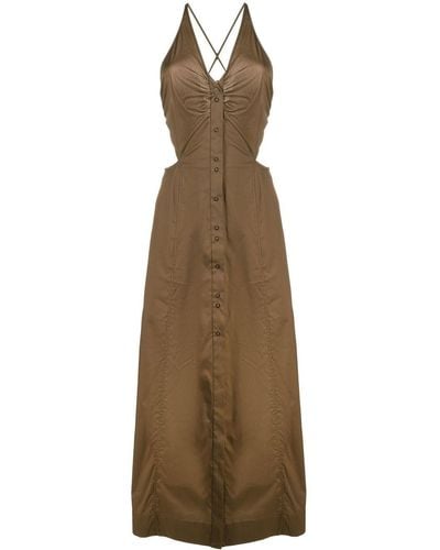 Ganni Corset-style Halterneck Long Dress - Natural