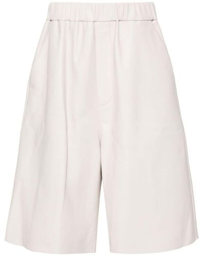 Ami Paris High-waist Leather Shorts - White
