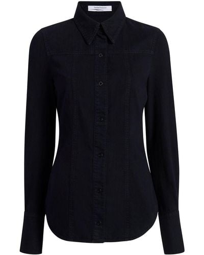 Another Tomorrow Chambray Blouse - Blauw
