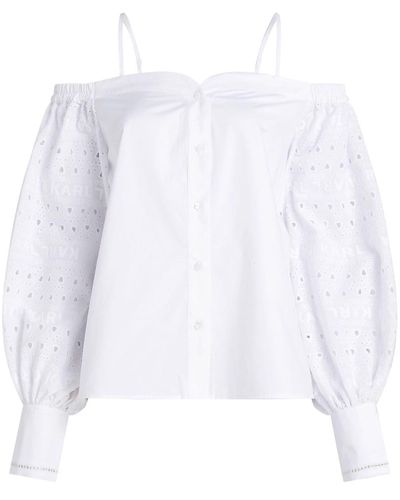 Karl Lagerfeld Blusa con bordado inglés - Blanco