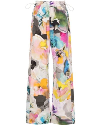 Stine Goya Pantalones rectos con estampado floral - Blanco