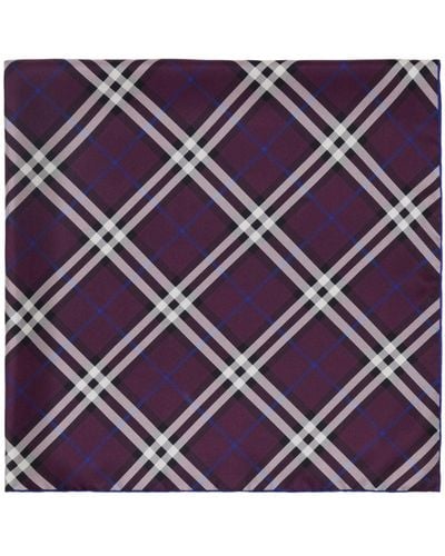 Burberry Nova Check Silk Scarf - Purple