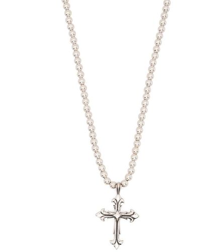 Emanuele Bicocchi Fleury Cross Beaded Necklace - White