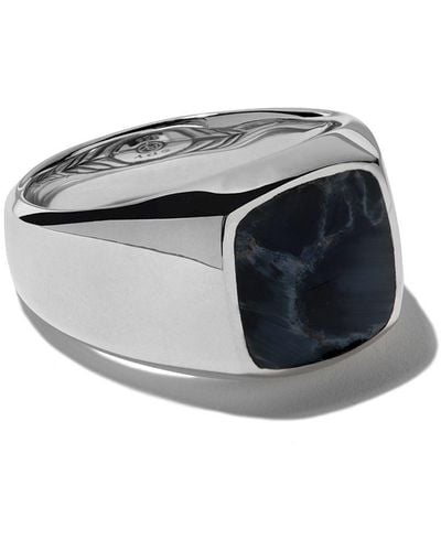 David Yurman Chevalière en argent sterling Exotic Stone sertie d'onyx - Multicolore