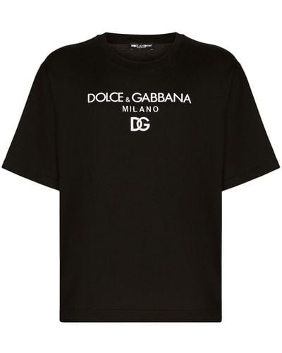 Dolce & Gabbana Geborduurd T-shirt Met Dg Milano-logo In Zwart