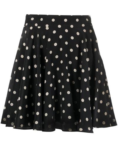 Nina Ricci Polka Dot-print Silk Miniskirt - Black