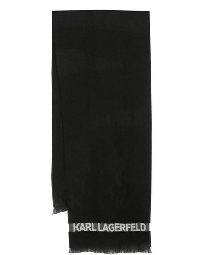 Karl Lagerfeld Sciarpa con stampa - Nero