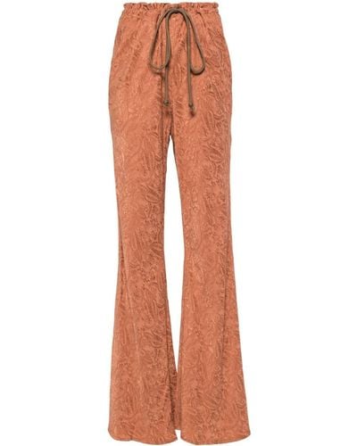 Song For The Mute Paisley-embroidered Flared Pants - Brown