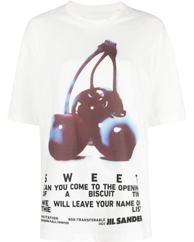 Jil Sander T-shirt in cotone stampata - Bianco