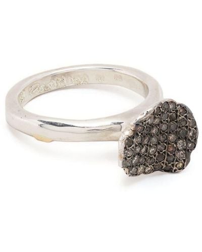 Rosa Maria Asymmetric Pavé Diamond Ring - Metallic