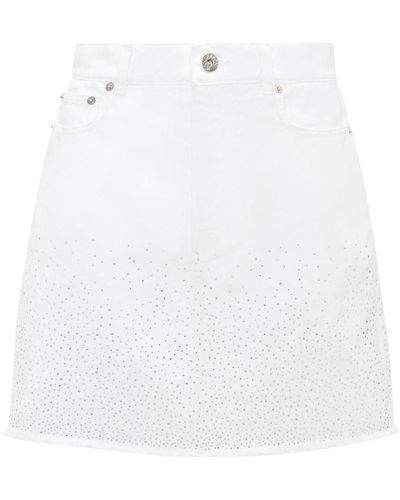 JW Anderson Crystal-embellished Denim Miniskirt - White