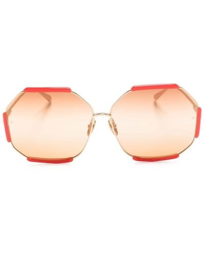 Linda Farrow Margot Sonnenbrille mit Oversized-Gestell - Pink