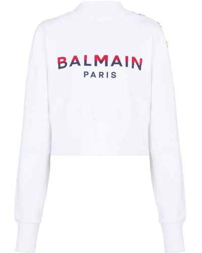 Balmain Sweatshirt mit Logo-Print - Weiß