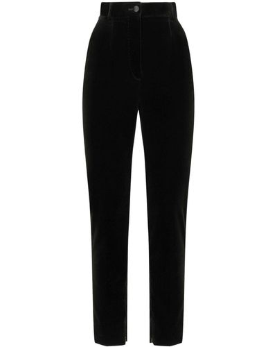 Dolce & Gabbana Pantalon en velours à taille haute - Noir