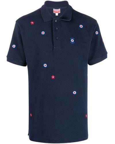 KENZO Target Embroidered Cotton Shirt - Blue