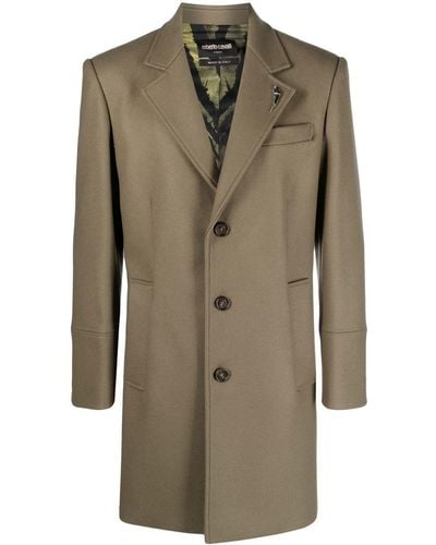 Roberto Cavalli Tiger Tooth Single-breasted Coat - Green