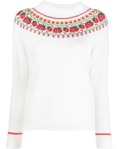 Mackintosh Kelsi Fair Isle Knit Sweater - White
