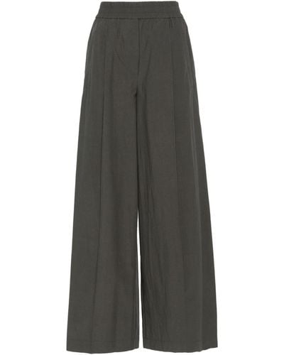 Brunello Cucinelli Wide-leg Cotton Trousers - Grey