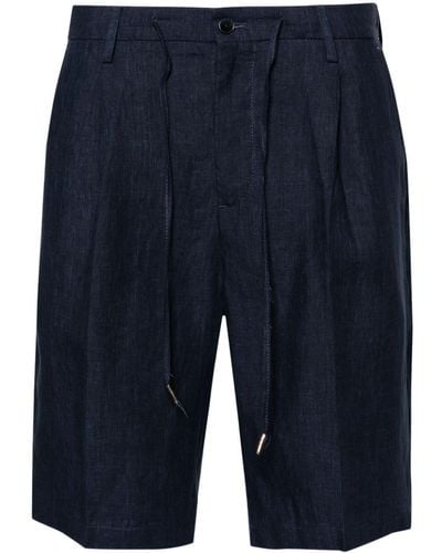 Briglia 1949 Olbias Pleat-detail Linen Shorts - Blue