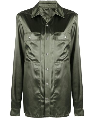 Rick Owens Satin Classic-collar Shirt Jacket - Green