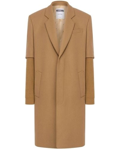 Moschino Notched-lapels Single-breasted Coat - Natural