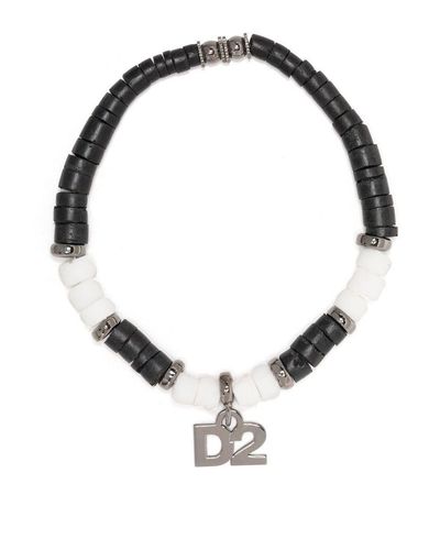 DSquared² Bracelet de perles à breloque logo - Noir