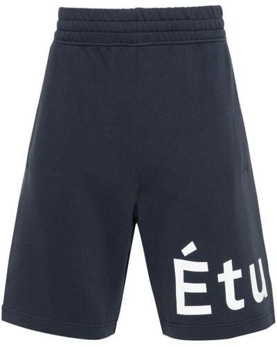Etudes Studio Tempera Logo-print Cotton Shorts - Blue