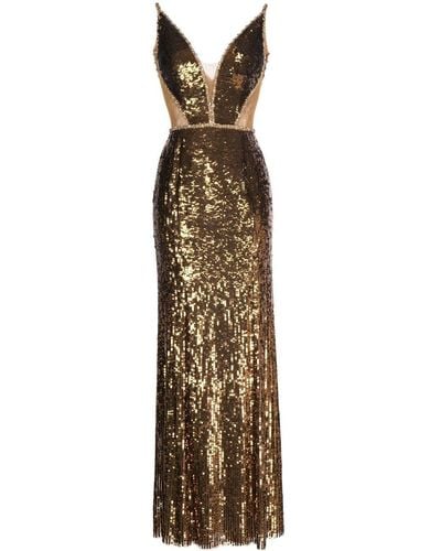 Jenny Packham Amara Crystal-embellished Sequined Tulle Gown - Metallic