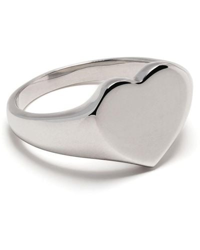 Tom Wood Mini Heart Signet Ring - White