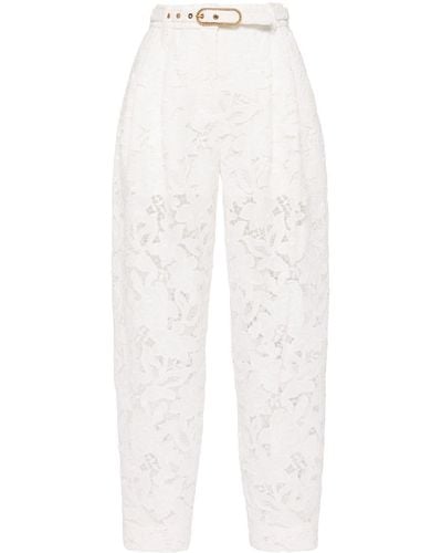 Zimmermann Pantalones Natura ajustados con encaje - Blanco
