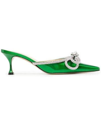 Mach & Mach Bow-detail Pointed 75mm Court Shoes - Green