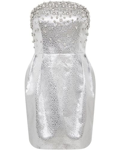 Rebecca Vallance Regina Crystal-embellished Minidress - Gray