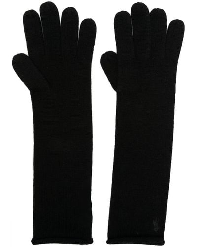 Polo Ralph Lauren Logo-embroidered Knitted Elbow Gloves - Black