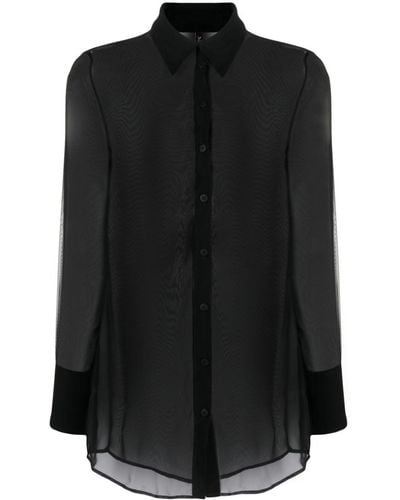 Maison Close Camisa semitranslúcida con manga larga - Negro