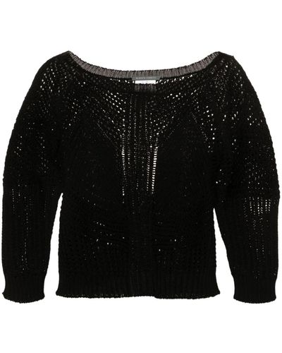 Alberta Ferretti Open-knit Cotton Sweater - Black