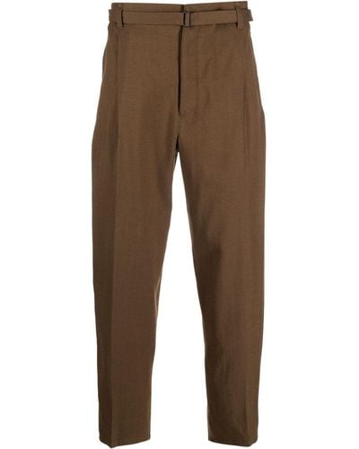 Lemaire Pleat-detailing Tapered Trousers - Brown