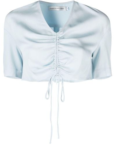 Christopher Esber Top con scollo a V crop - Blu