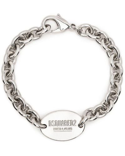 DSquared² Logo-engraved chain-link ID bracelet - Metálico