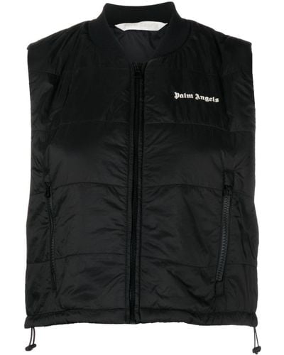 Palm Angels Padded Vest With Logo - Black