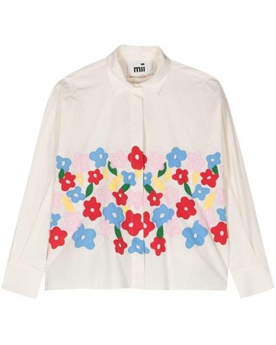 Mii Overhemd Met Geborduurde Bloemen - Wit