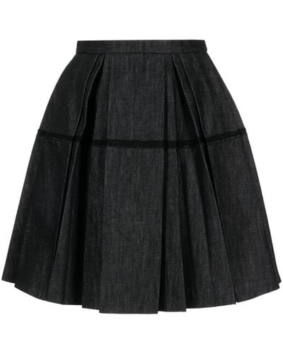 Dice Kayek High-waisted Pleated Denim Skirt - Black