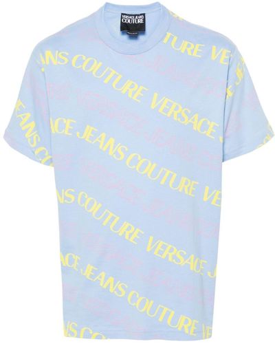 Versace T-shirt Met Logoprint - Blauw
