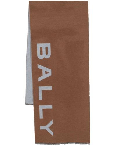 Bally Intarsien-Schal mit Logo - Braun